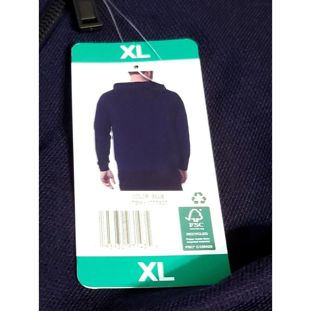 32 Degrees Mens XL Full Zip Stretch Hoodie Midweight Textured Jacket Pocket Blue